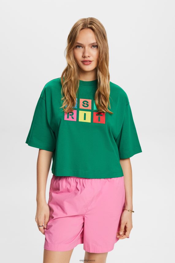 γυναίκες Esprit σκούρο πράσινο T-shirt με λογότυπο, 100% βαμβάκι μπλουζάκια 0J044P15
