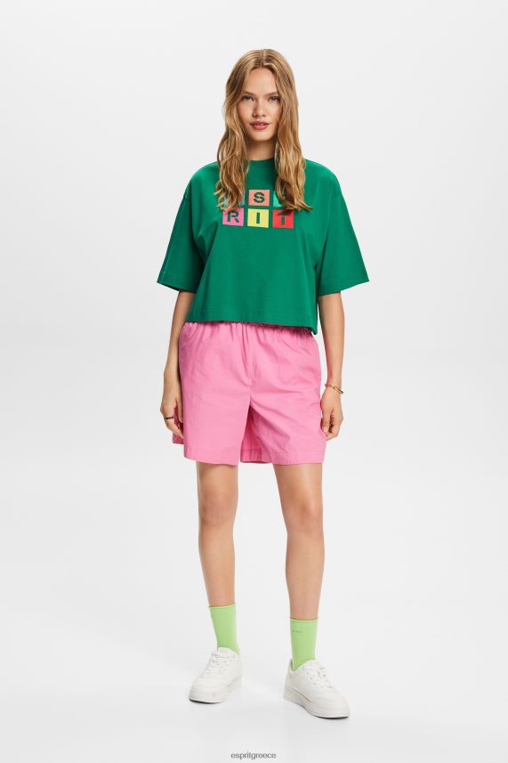 γυναίκες Esprit σκούρο πράσινο T-shirt με λογότυπο, 100% βαμβάκι μπλουζάκια 0J044P15