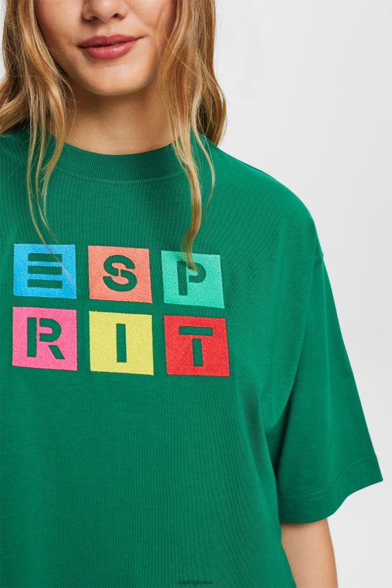 γυναίκες Esprit σκούρο πράσινο T-shirt με λογότυπο, 100% βαμβάκι μπλουζάκια 0J044P15