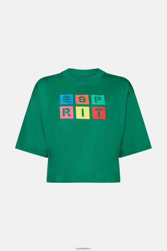 γυναίκες Esprit σκούρο πράσινο T-shirt με λογότυπο, 100% βαμβάκι μπλουζάκια 0J044P15