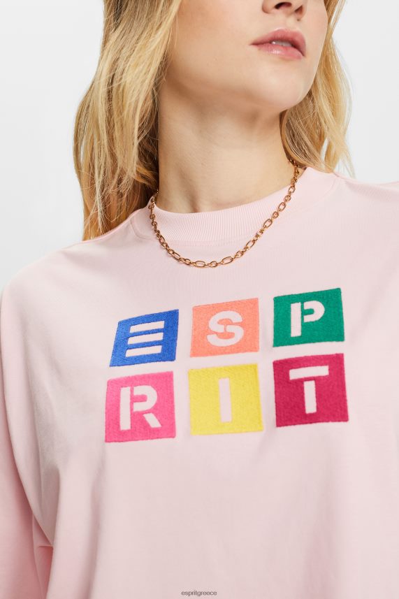 γυναίκες Esprit παστέλ ροζ T-shirt με λογότυπο, 100% βαμβάκι μπλουζάκια 0J044P16