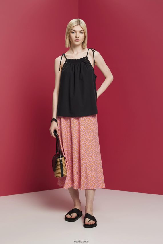 γυναίκες Esprit μαύρος μπλούζα καμιζόλα με smock, tencel μπλουζα 0J044P198