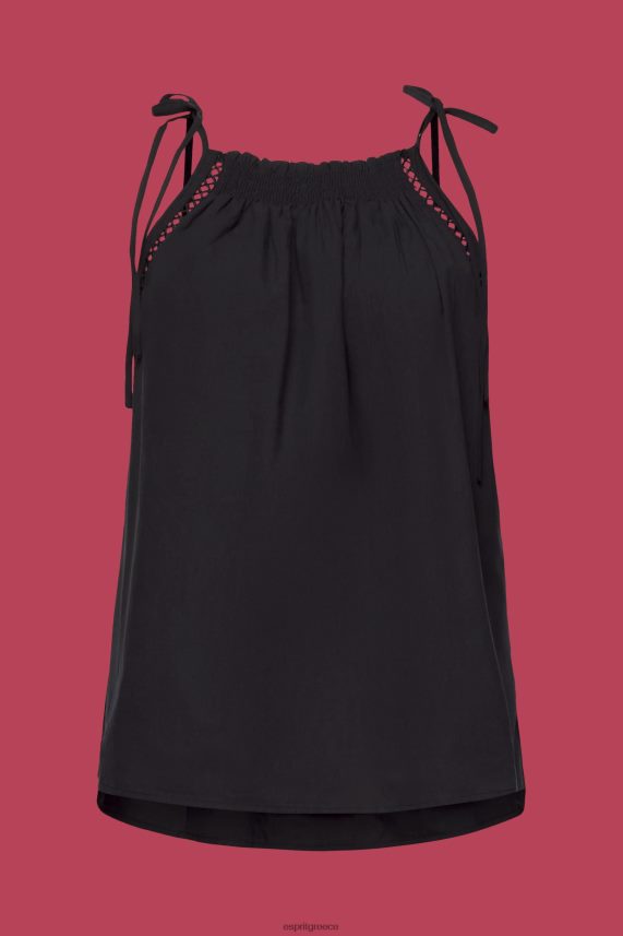 γυναίκες Esprit μαύρος μπλούζα καμιζόλα με smock, tencel μπλουζα 0J044P198