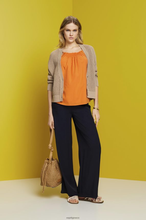 γυναίκες Esprit πορτοκάλι μπλούζα καμιζόλα με smock, tencel μπλουζα 0J044P199