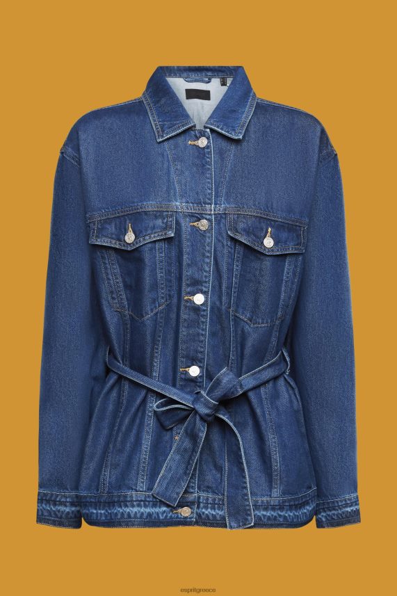 γυναίκες Esprit μπλε μέτριο πλύσιμο Τζιν μπουφάν με ζώνη γραβάτας μπουφάν 0J044P215