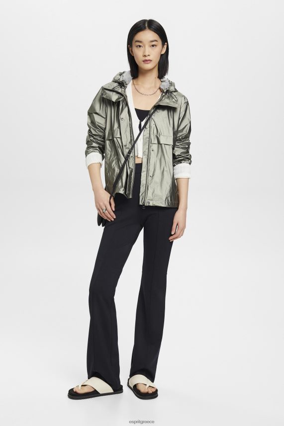 γυναίκες Esprit σκούρο γαλαζοπράσινο μεταλλικό γυαλιστερό μπουφάν με κουκούλα μπουφάν 0J044P267