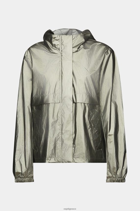 γυναίκες Esprit σκούρο γαλαζοπράσινο μεταλλικό γυαλιστερό μπουφάν με κουκούλα μπουφάν 0J044P267