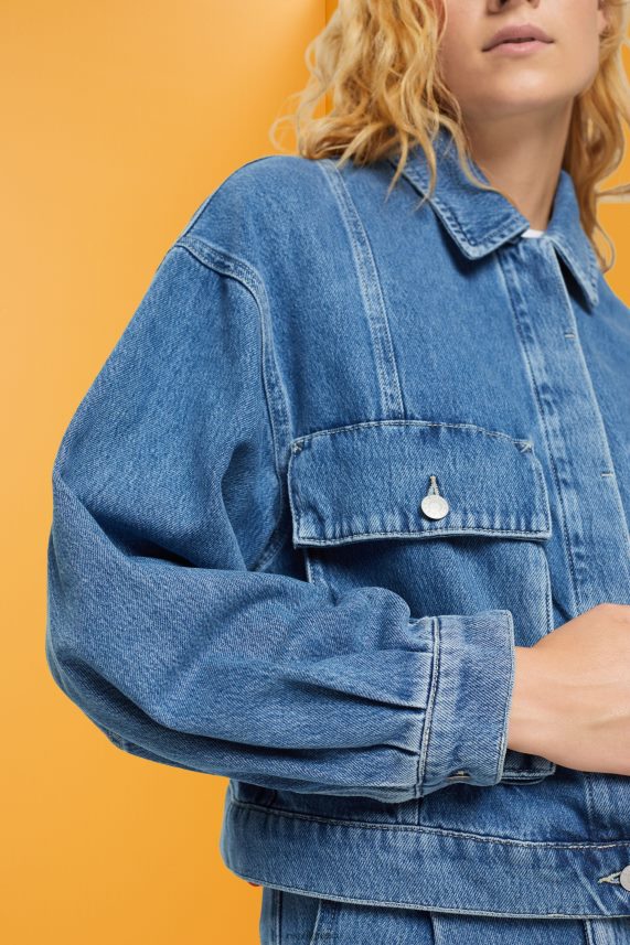 γυναίκες Esprit μπλε μέτριο πλύσιμο τζιν μπουφάν μπουφάν 0J044P549