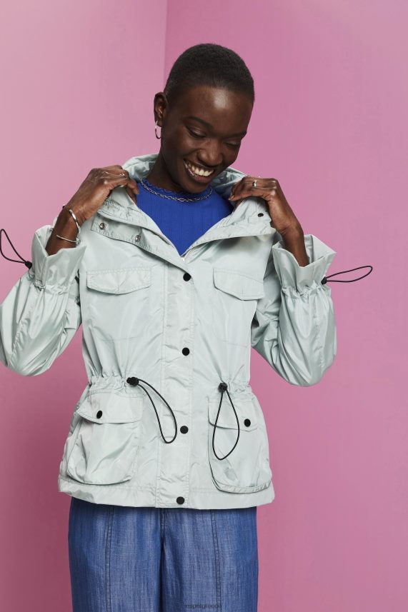 γυναίκες Esprit ανοιχτό υδάτινο πράσινο ανακυκλωμένο: αδιάβροχο μπουφάν με κουκούλα μπουφάν 0J044P95