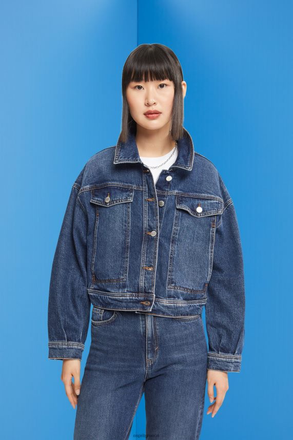 γυναίκες Esprit μπλε μέτριο πλύσιμο cropped τζιν μπουφάν μπουφάν 0J044P550