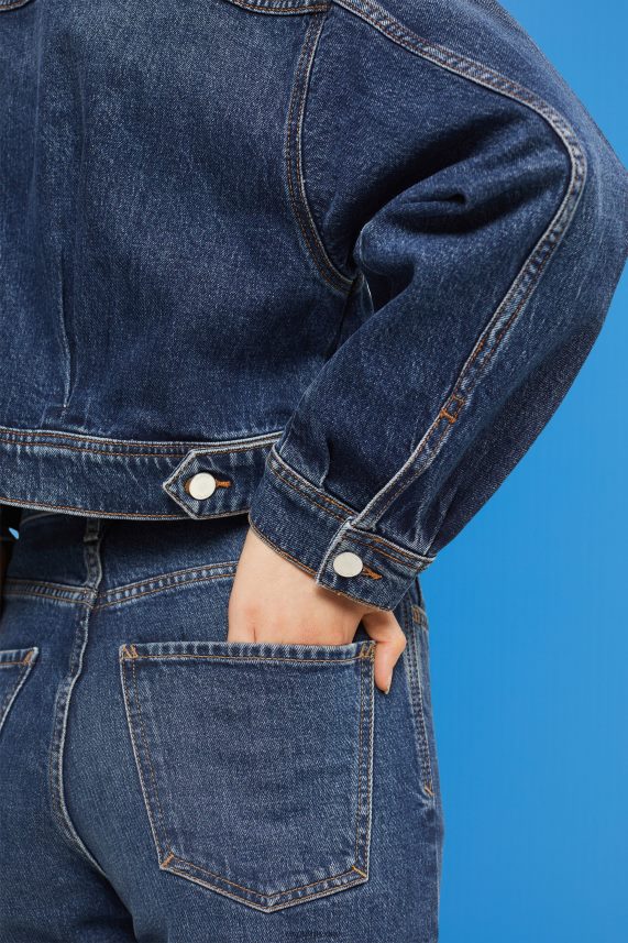 γυναίκες Esprit μπλε μέτριο πλύσιμο cropped τζιν μπουφάν μπουφάν 0J044P550
