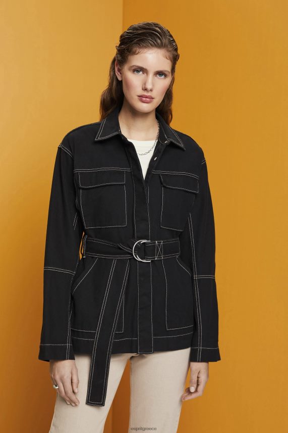 γυναίκες Esprit μαύρος σακάκι twill με ζώνη μπουφάν 0J044P291