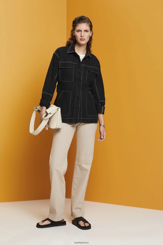 γυναίκες Esprit μαύρος σακάκι twill με ζώνη μπουφάν 0J044P291