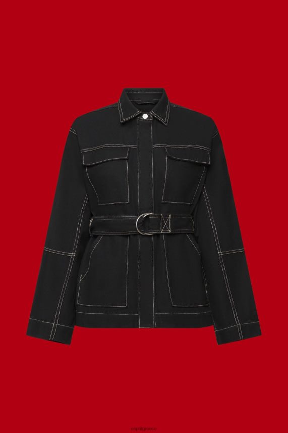 γυναίκες Esprit μαύρος σακάκι twill με ζώνη μπουφάν 0J044P291