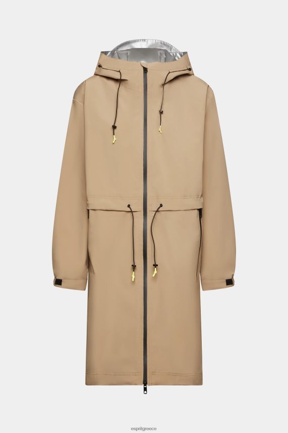 γυναίκες Esprit καμήλα αδιάβροχο παλτό με κουκούλα με κορδόνι παλτό 0J044P306