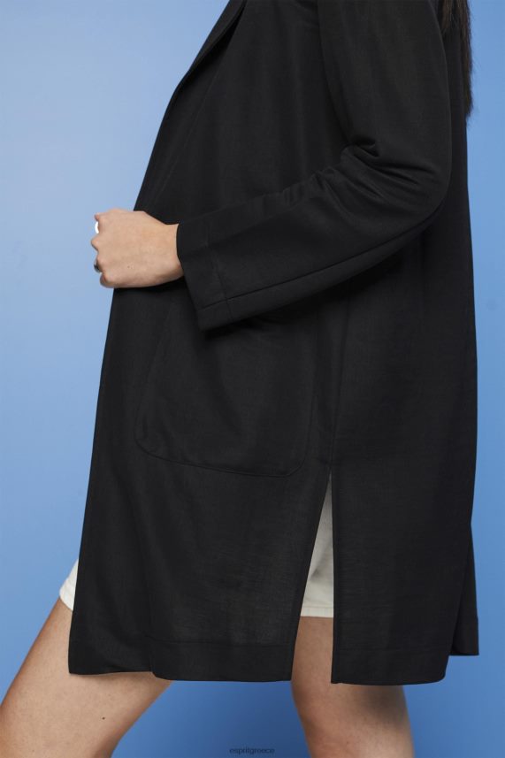 γυναίκες Esprit μαύρος μακρύ μπλέιζερ ζέρσεϊ, lenzing ecovero παλτό 0J044P240