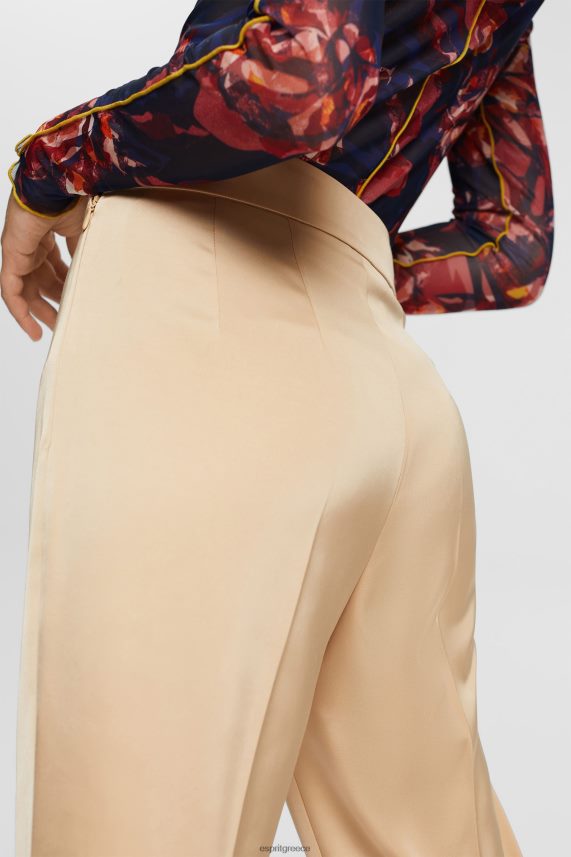 γυναίκες Esprit κρεμ μπεζ ψηλό παντελόνι με σπαστό στρίφωμα παντελόνι & παντελόνι 0J044P326