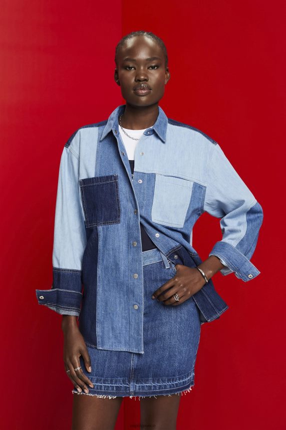 γυναίκες Esprit πλύσιμο με μπλε φως τζιν πουκάμισο συνονθύλευμα, μείγμα βαμβακιού πουκάμισα 0J044P257