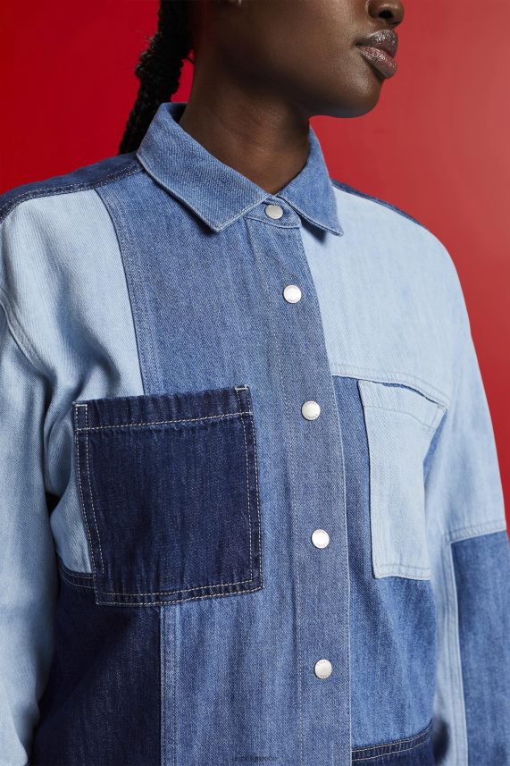 γυναίκες Esprit πλύσιμο με μπλε φως τζιν πουκάμισο συνονθύλευμα, μείγμα βαμβακιού πουκάμισα 0J044P257