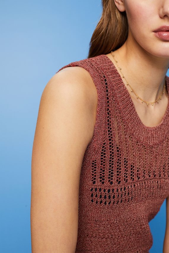 γυναίκες Esprit τερρακότα αμάνικο μπλουζάκι, μείγμα βαμβακιού πουλόβερ 0J044P106