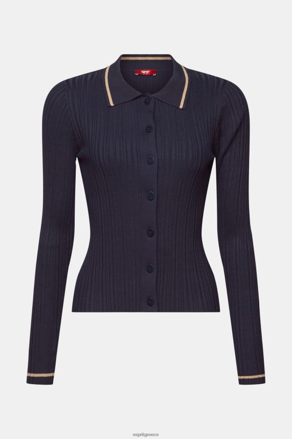 γυναίκες Esprit μπλε βενζίνης πλεκτό πόλο μπλουζάκι μπροστά πουλόβερ 0J044P22