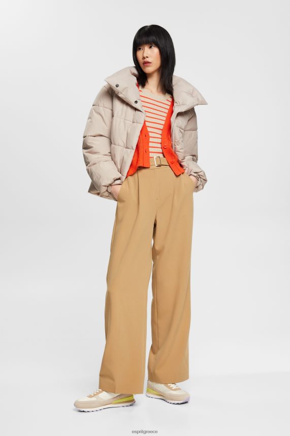 γυναίκες Esprit ελαφρύ γκρι κοντομάνικο πουλόβερ με ραβδώσεις πουλόβερ 0J044P317