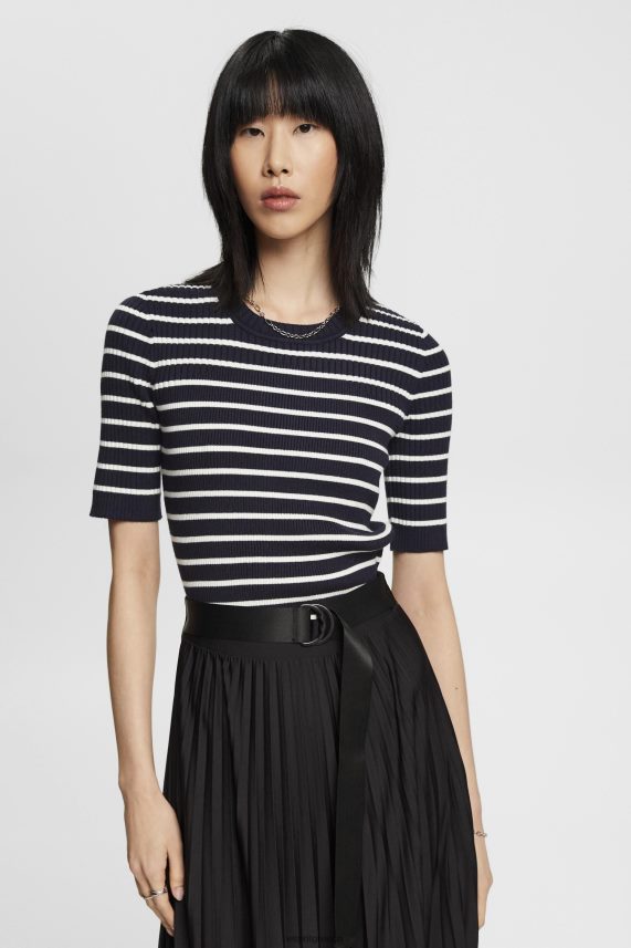 γυναίκες Esprit ΠΟΛΕΜΙΚΟ ΝΑΥΤΙΚΟ κοντομάνικο πουλόβερ με ραβδώσεις πουλόβερ 0J044P319