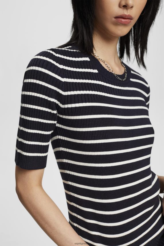 γυναίκες Esprit ΠΟΛΕΜΙΚΟ ΝΑΥΤΙΚΟ κοντομάνικο πουλόβερ με ραβδώσεις πουλόβερ 0J044P319