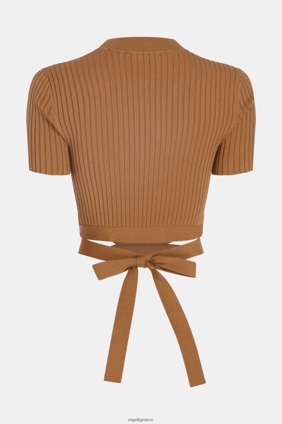 γυναίκες Esprit καφέ πλισέ τοπ πουλόβερ 0J044P375
