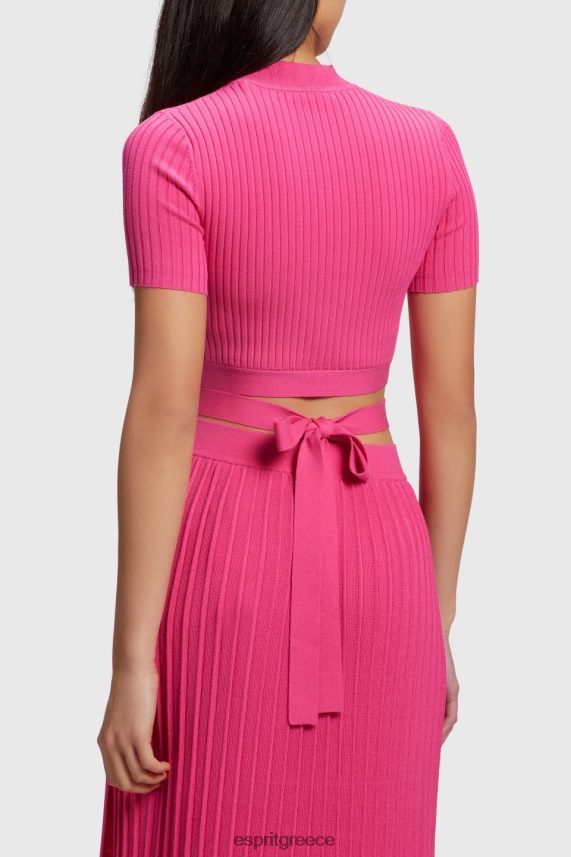 γυναίκες Esprit ροζ φούξια πλισέ τοπ πουλόβερ 0J044P379