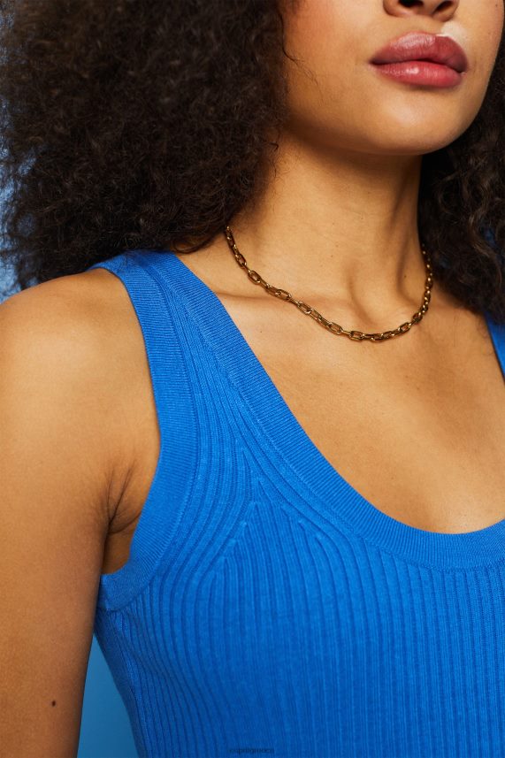 γυναίκες Esprit γαλάζιο ραβδωτό, αμάνικο jumper, λινό μείγμα πουλόβερ 0J044P109