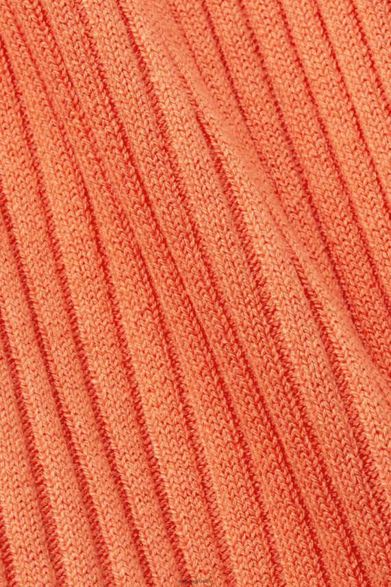 γυναίκες Esprit κοραλλί πορτοκάλι ραβδωτό, αμάνικο jumper, λινό μείγμα πουλόβερ 0J044P110