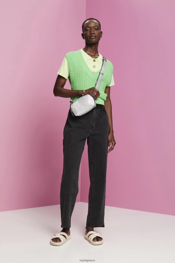 γυναίκες Esprit μαύρο μέτριο πλύσιμο φαρδύ τζιν με ασύμμετρο στρίφωμα τζην 0J044P212