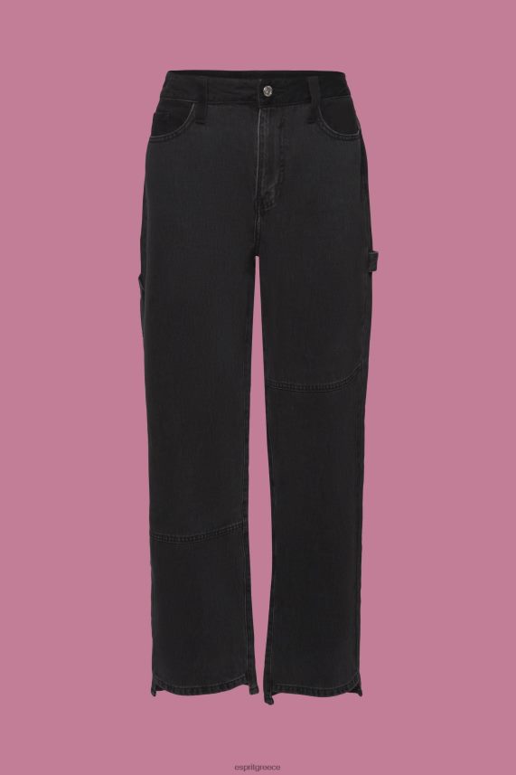 γυναίκες Esprit μαύρο μέτριο πλύσιμο φαρδύ τζιν με ασύμμετρο στρίφωμα τζην 0J044P212