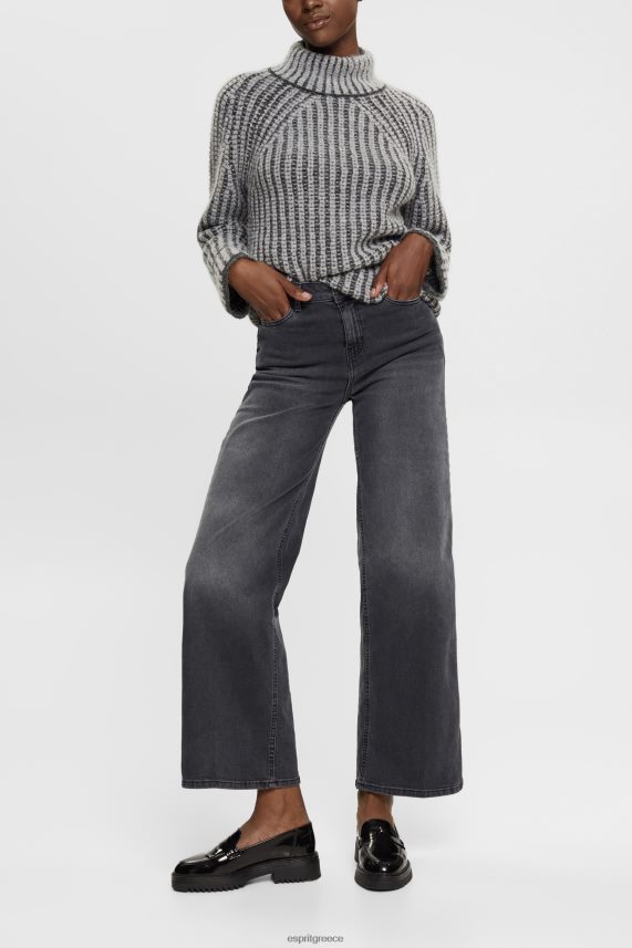 γυναίκες Esprit μαύρο μέτριο πλύσιμο ψηλό ψηλό φαρδύ τζιν τζην 0J044P449