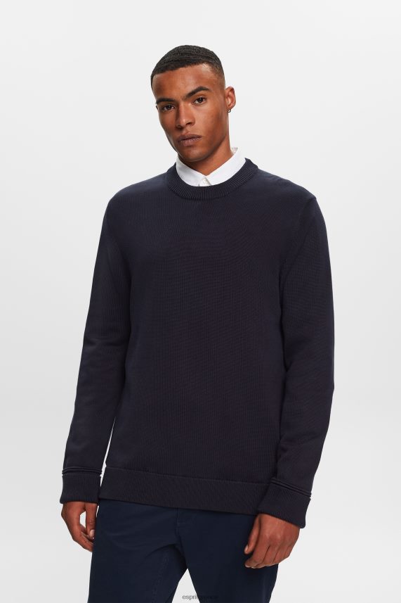 άνδρες Esprit ΠΟΛΕΜΙΚΟ ΝΑΥΤΙΚΟ βαμβακερή φούτερ με λαιμόκοψη φούτερ & φούτερ 0J044P579