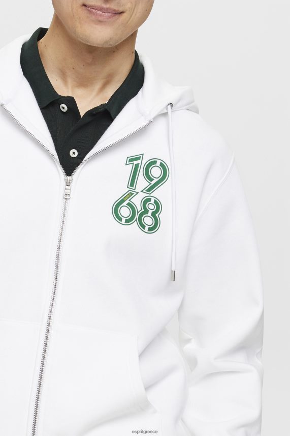 άνδρες Esprit άσπρο ολόσωμο φούτερ με φερμουάρ φούτερ & φούτερ 0J044P634
