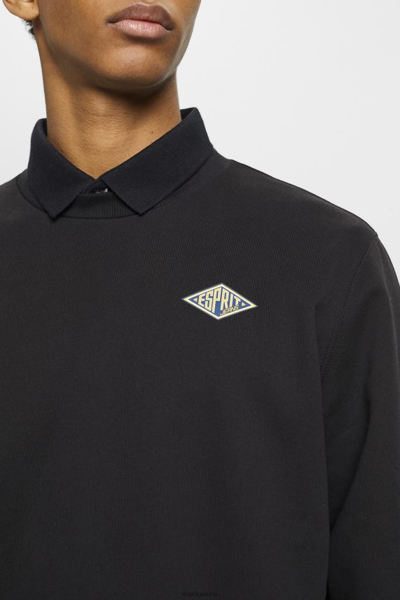 άνδρες Esprit μαύρος φούτερ με τύπωμα λογότυπου στην πλάτη φούτερ & φούτερ 0J044P643