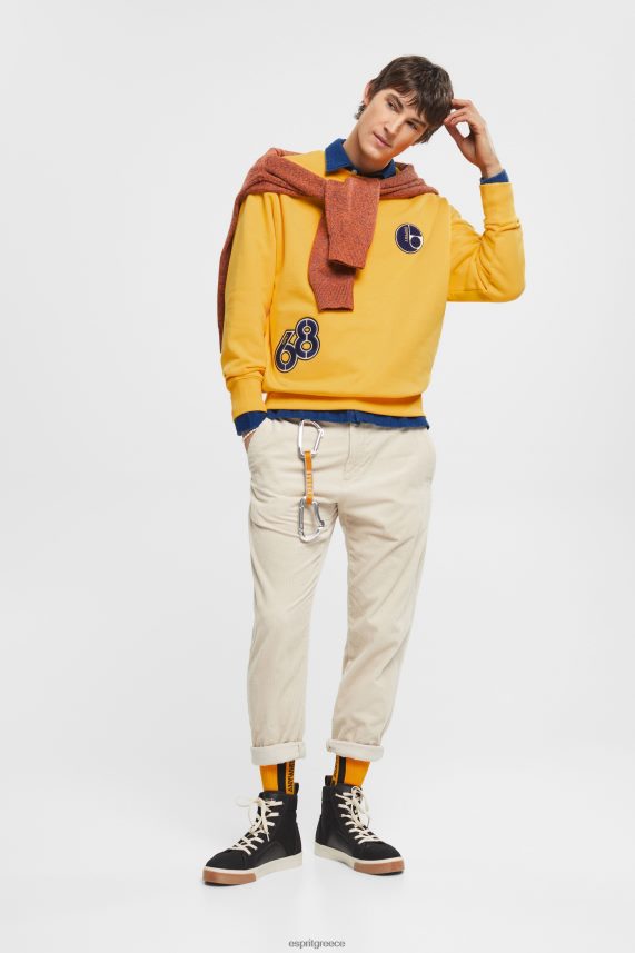 άνδρες Esprit κίτρινος φούτερ patch πανεπιστημίου φούτερ & φούτερ 0J044P810