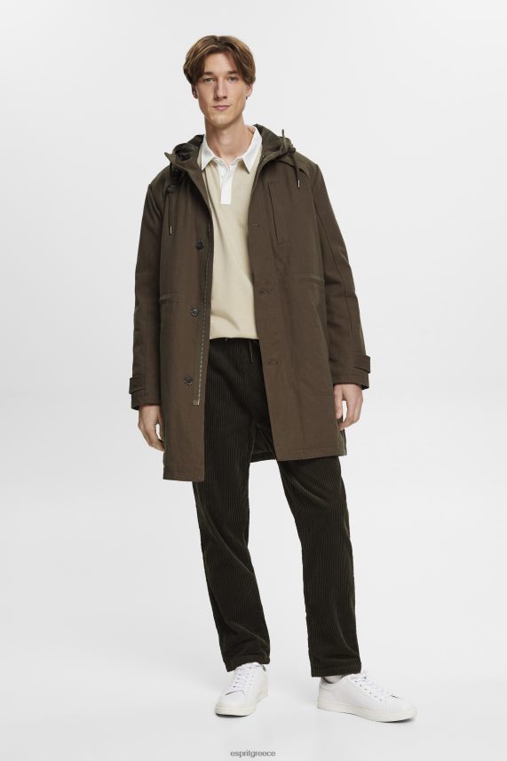 άνδρες Esprit σκονισμένο πράσινο πουκάμισο ράγκμπι με κεντημένο λογότυπο μακρύ μανίκι 0J044P720