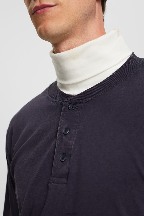 άνδρες Esprit ΠΟΛΕΜΙΚΟ ΝΑΥΤΙΚΟ μακρυμάνικο μπλουζάκι με κουμπιά μακρύ μανίκι 0J044P772