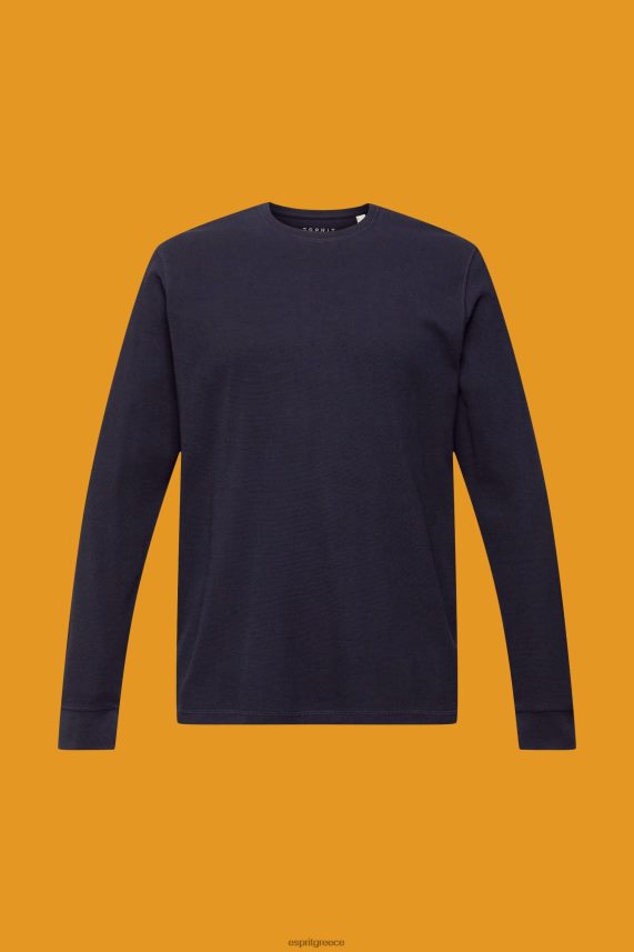 άνδρες Esprit ΠΟΛΕΜΙΚΟ ΝΑΥΤΙΚΟ μακρυμάνικο μπλουζάκι πικέ βάφλα μακρύ μανίκι 0J044P824