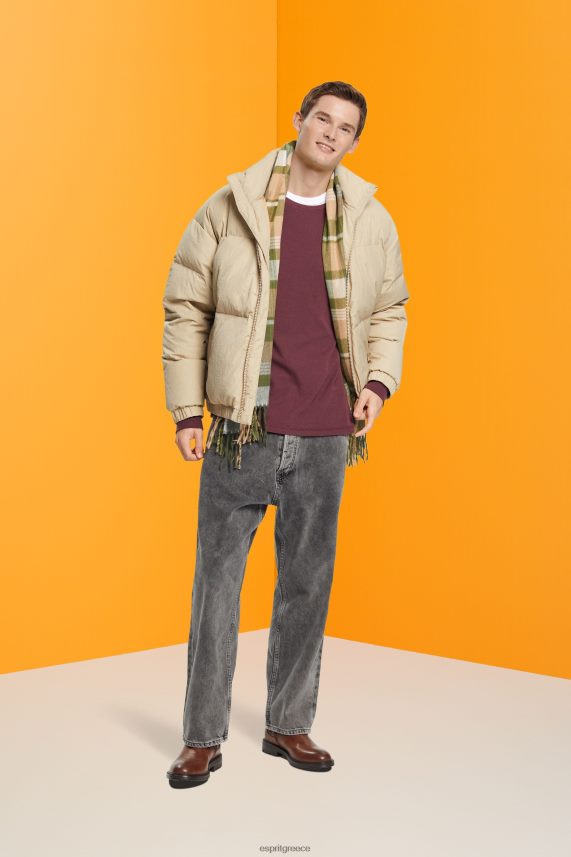 άνδρες Esprit κόκκινο μπορντό μακρυμάνικο μπλουζάκι πικέ βάφλα μακρύ μανίκι 0J044P825