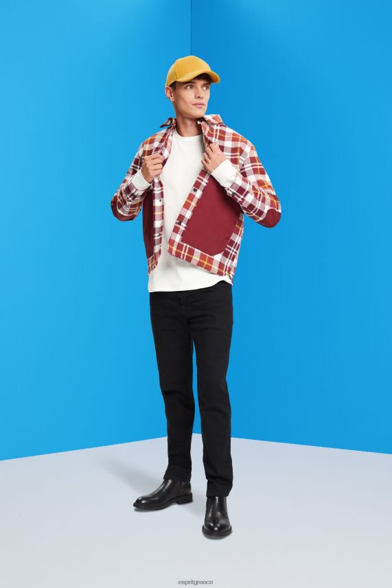 άνδρες Esprit υπόλευκο μακρυμάνικο μπλουζάκι πικέ βάφλα μακρύ μανίκι 0J044P850