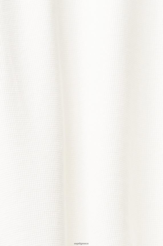 άνδρες Esprit υπόλευκο μακρυμάνικο μπλουζάκι πικέ βάφλα μακρύ μανίκι 0J044P850