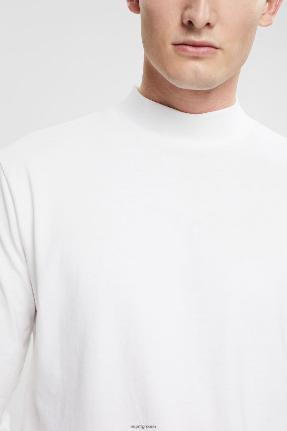 άνδρες Esprit άσπρο όρθιος γιακάς μακρυμάνικο τοπ μακρύ μανίκι 0J044P943