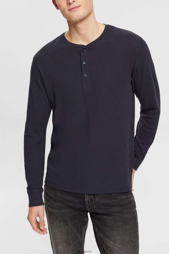 άνδρες Esprit ΠΟΛΕΜΙΚΟ ΝΑΥΤΙΚΟ μακρυμάνικο τοπ από βάφλα πικέ, 100% βαμβάκι μακρύ μανίκι 0J044P822