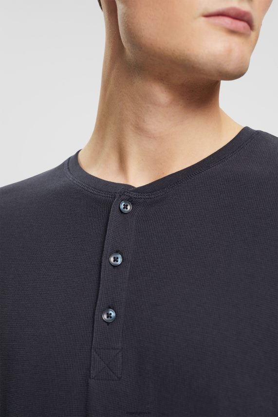 άνδρες Esprit ΠΟΛΕΜΙΚΟ ΝΑΥΤΙΚΟ μακρυμάνικο τοπ από βάφλα πικέ, 100% βαμβάκι μακρύ μανίκι 0J044P822