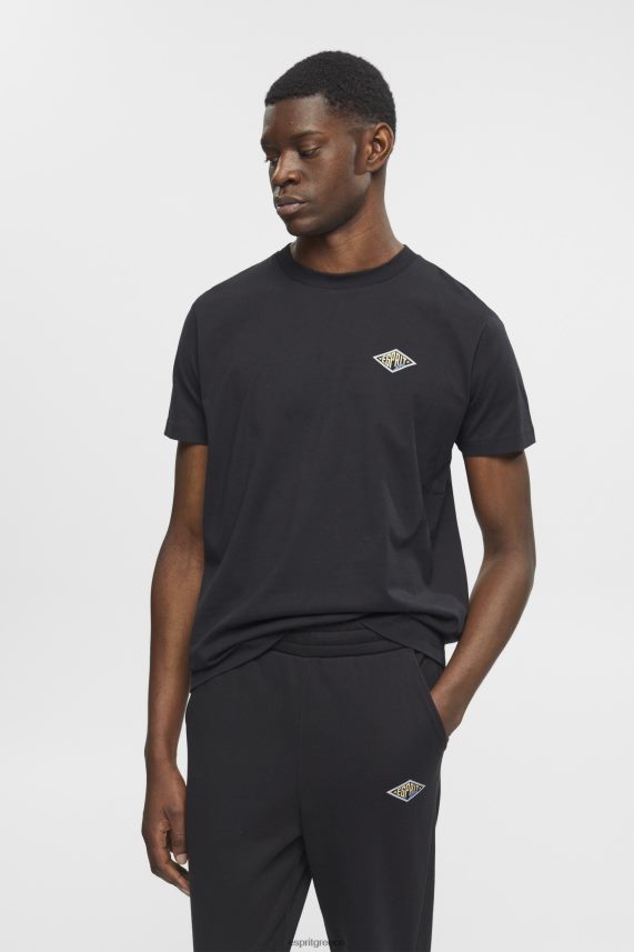 άνδρες Esprit μαύρος μπλουζάκι με τύπωμα λογότυπου μπλουζάκια 0J044P598