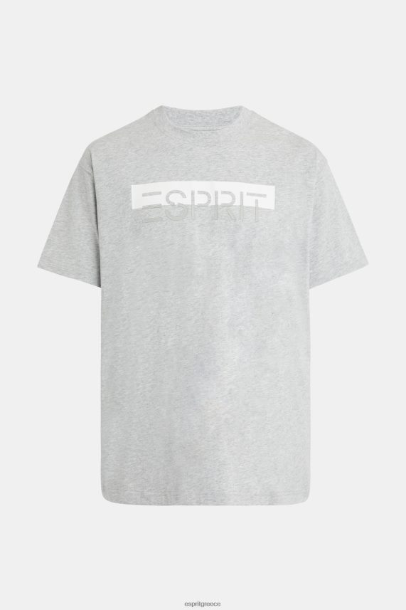 άνδρες Esprit ανοιχτό γκρι μπλουζάκι απλικέ με λογότυπο ματ λάμψη μπλουζάκια 0J044P615